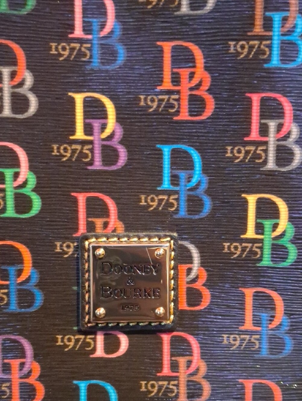 Dooney & Bourke Black Multicolor Logo Hobo Shoulder Bag - Picture 2 of 4